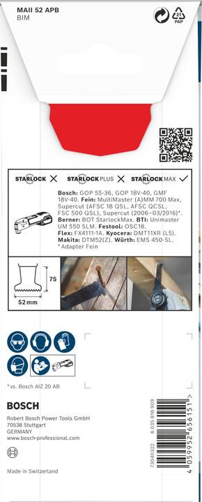 Produktbild Bosch Professional Zubehör PRO MAII 52 APB Blatt für Multifunktionswerkzeuge, 52 x 75 mm