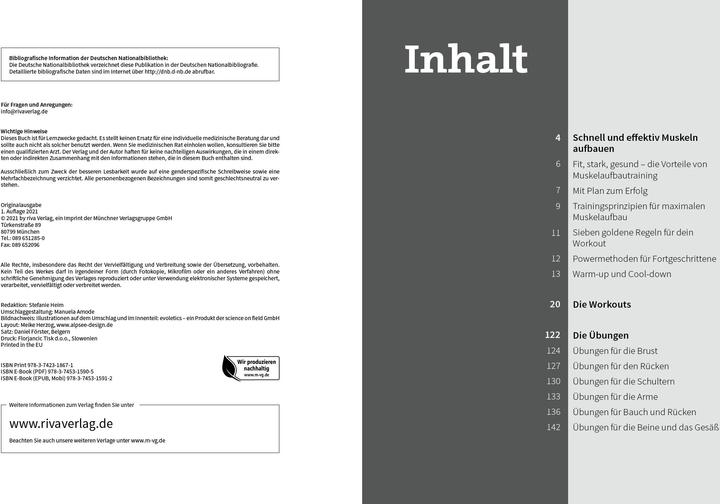Nährwerte und Zutaten 50 Workouts – Muskelaufbau (Deutsch, Thorsten Tschirner, 2021)