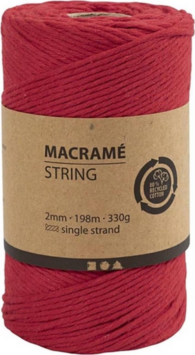 Produktbild Creativ Company Baumwollgarn Macramé Kordel Rot (198 m)