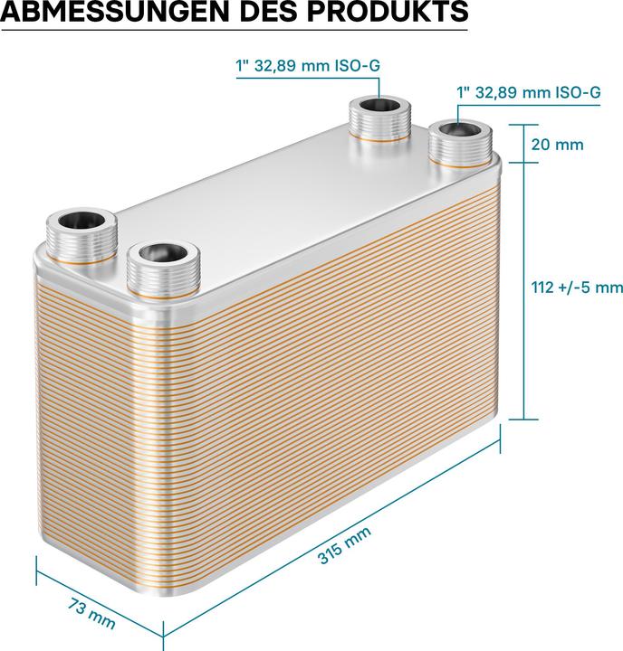 Produktbild Wiltec Edelstahl Wärmetauscher 50 Platten 285 kW Plattenwärmetauscher Wärmeüberträger