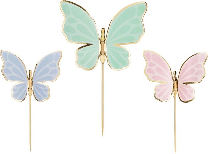 Partydeco Cake toppers - Papillons (9 Pcs.)