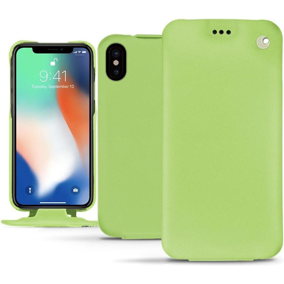 Noreve Lederschutzhülle vertikal (Apple iPhone XS Max), Smartphone Hülle, Grün