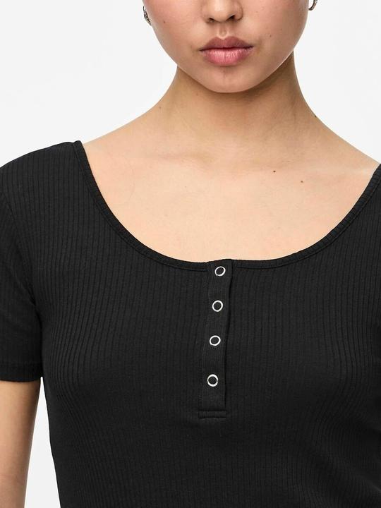 Produktbild Pieces Rippdesign Oberteil mit kurzen Ärmeln (S)