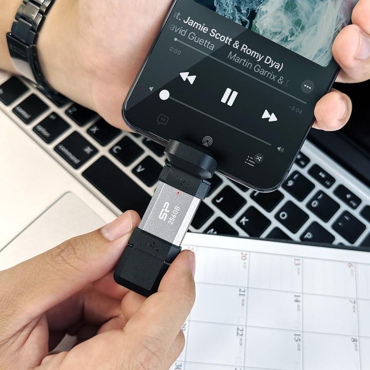 Produktbild Silicon Power 256 GB, USB TYPE-A and TYPE-C FLASH DRIVE, MOBILE C51, Silver (256 GB, USB-A, USB-C)
