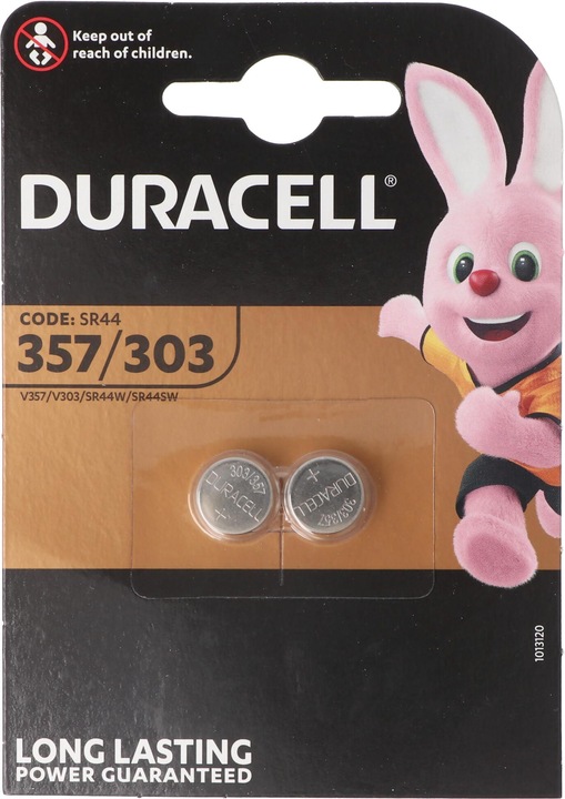 Produktbild Duracell 357, 303, V357, V303, SR44, SR44SW, Uhrenbatterie D357, 2er Blister (2 Stk., 190 mAh)