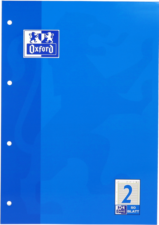 Produktbild Oxford Arbeitsblätterblock, A4, Lineatur 2 (A4, Liniert, Harter Einband)