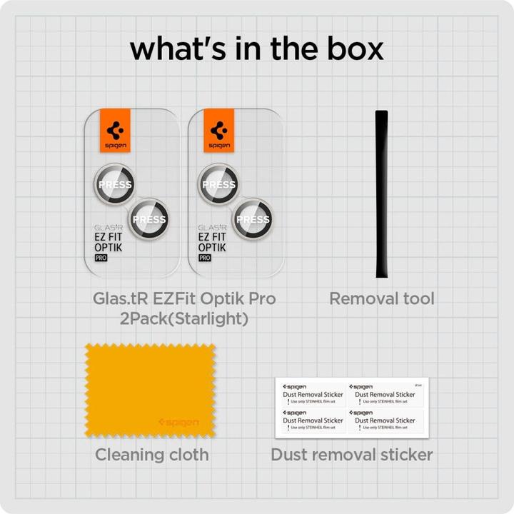 Actual product image Spigen Optik.Tr Camera iPhone 14/14 Plus EZ FIT Lens 2szt./2pcs starlight AGL05604 (1 Piece, Apple iPhone 14, Apple iPhone 14 Plus)
