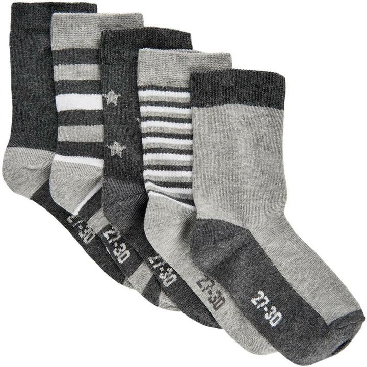 Actual product image Minymo Printed Socks Set of 5 Light Grey Melange Gr. 31-34 (5-pack, 31 - 34)