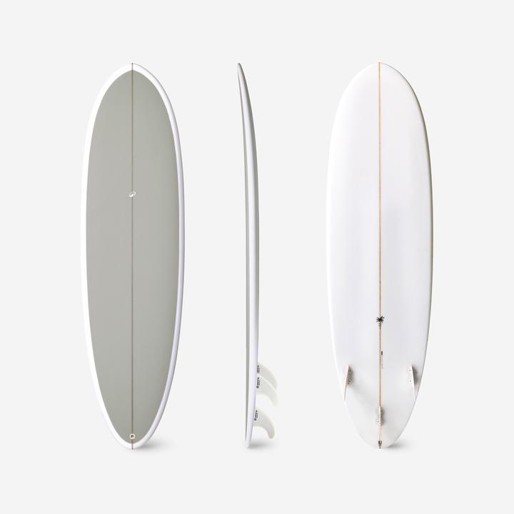 Olaian Planche de surf hybride en résine 6'4 40L avec 3 ailerons - kaki (6'4")