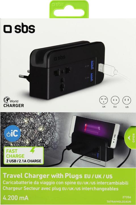Image du produit SBS Chargeur universel de voyage avec 2x USB à 2.1A