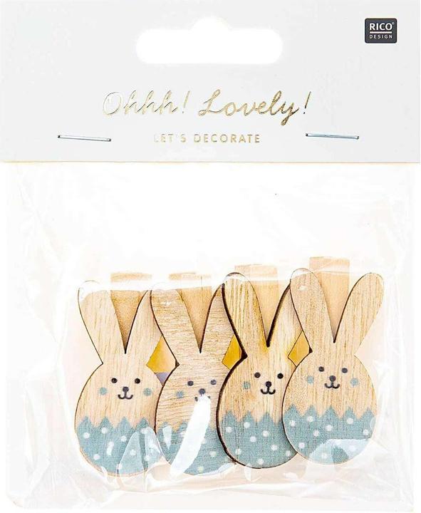 Produktbild Rico Design Dekoklammer Osterhase 4 Stück, Gold (4 x, 2 x 10 x 13 cm)