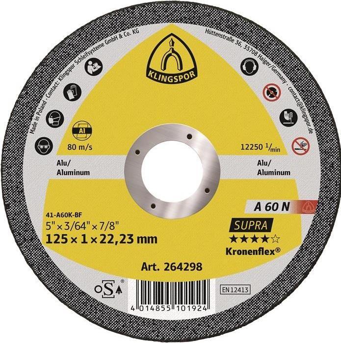 Produktbild Klingspor Trennscheibe A 60 N Supra D125x1mm gerade Aluminium Bohrung 22,23 mm