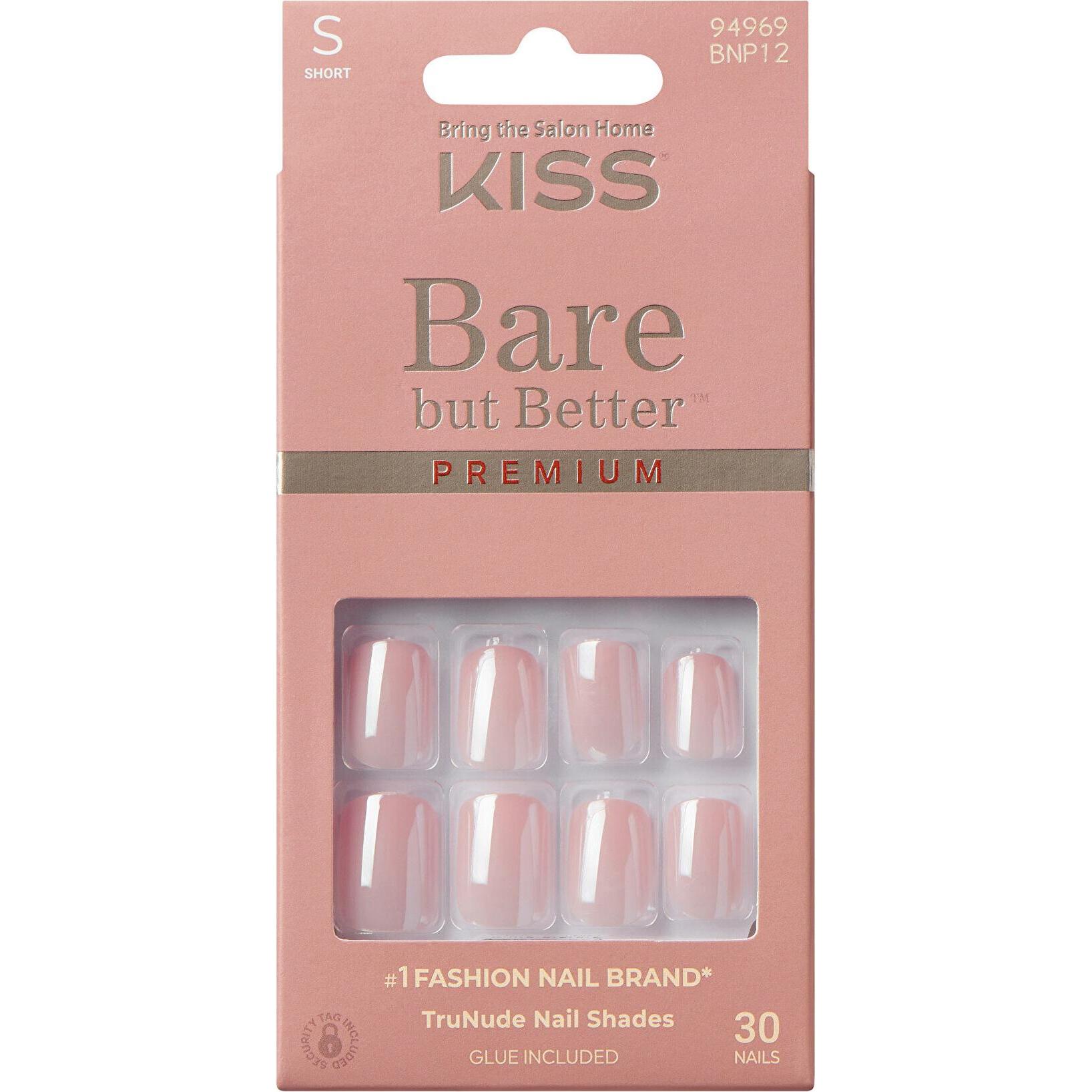 Kiss, Nail Art + Unghie Finte, Bare-But-Better Premium Gel Nails - 30 Pieces (Unghie Artificiali)
