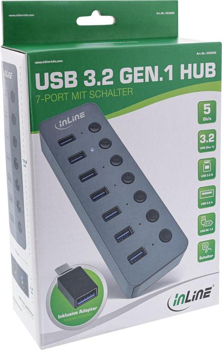 Produktbild InLine Hub 7 x USB 3.2 Gen 1 (USB-A, 7 Ports)