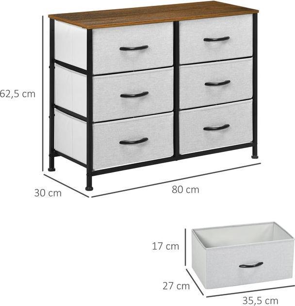 Produktbild Swisshandel24 Kommode Sideboard mit 6 klappbaren Stoffschubladen, Schubladenschrank mit Arbeitsplatte, Griff, Mehr