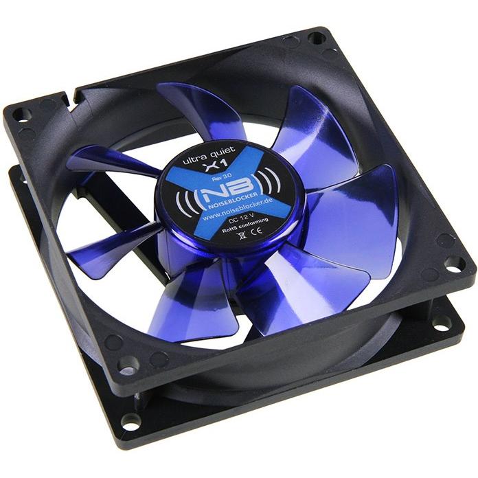 Noiseblocker BlackSilent X1 (80 mm, 1 x), PC Lüfter, Schwarz, Blau
