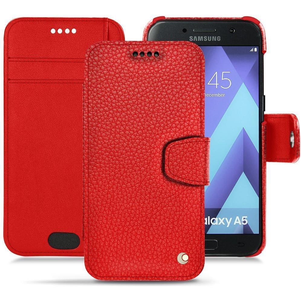 Noreve Lederschutzhülle Wallet (Samsung Galaxy A5 (2017)), Smartphone Hülle, Rot