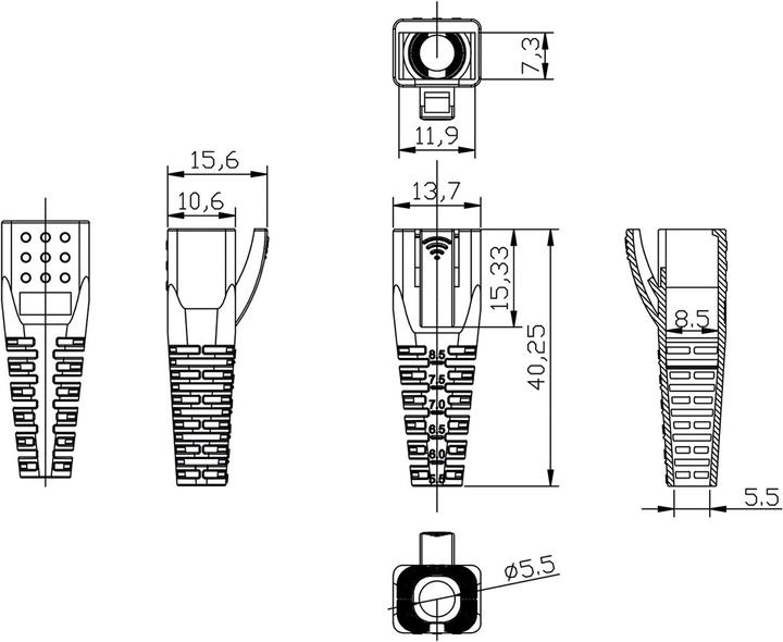 Produktbild Roline Knickschutztülle für RJ-45 (Stecker Tülle)