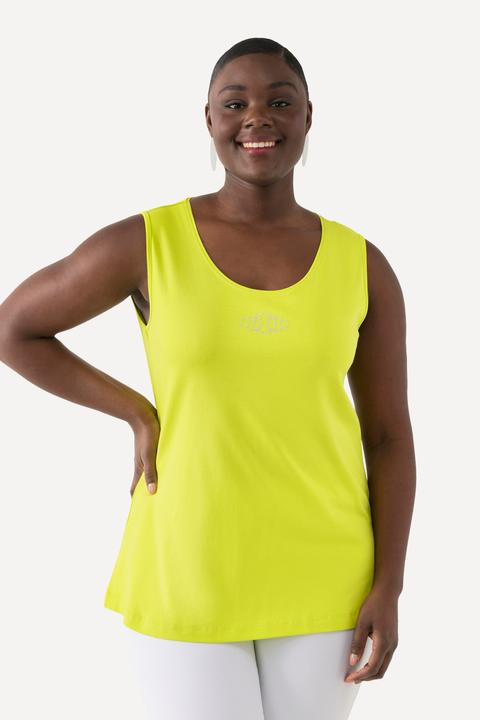 Produktbild Ulla Popken Top, Pima Cotton, Slim, Rundhals, Ziersteinchen, ärmellos (46, 48)