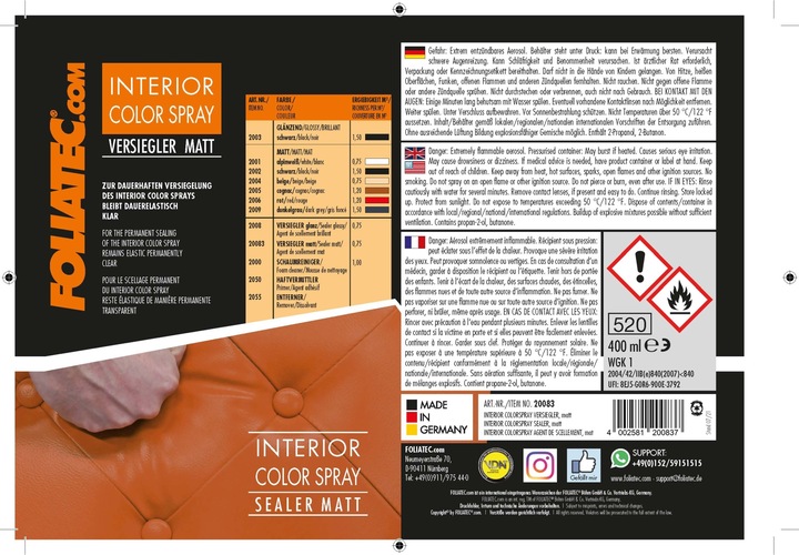 Actual product image Foliatec Interior colour sealer