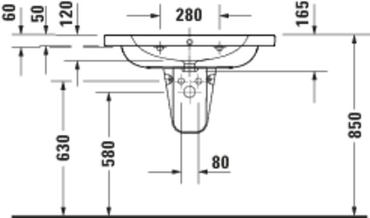 Image du produit Duravit D-Code lavabo, avec trou pour robinetterie, avec trop-plein, 800x480x165mm, blanc brillant (480 mm, 800 mm)