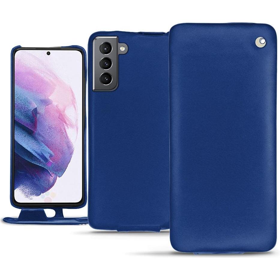 Noreve Lederschutzhülle vertikal (Samsung Galaxy S21), Smartphone Hülle, Blau
