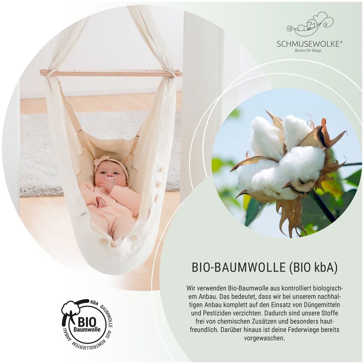 Image du produit Schmusewolke Berceau à ressort bio avec fixation au plafond