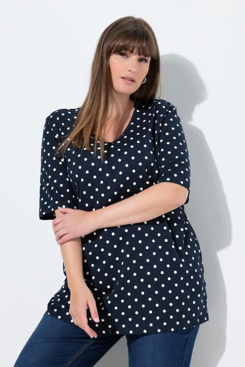 Actual product image Ulla Popken Polka Dot V-Neck Tee (62)