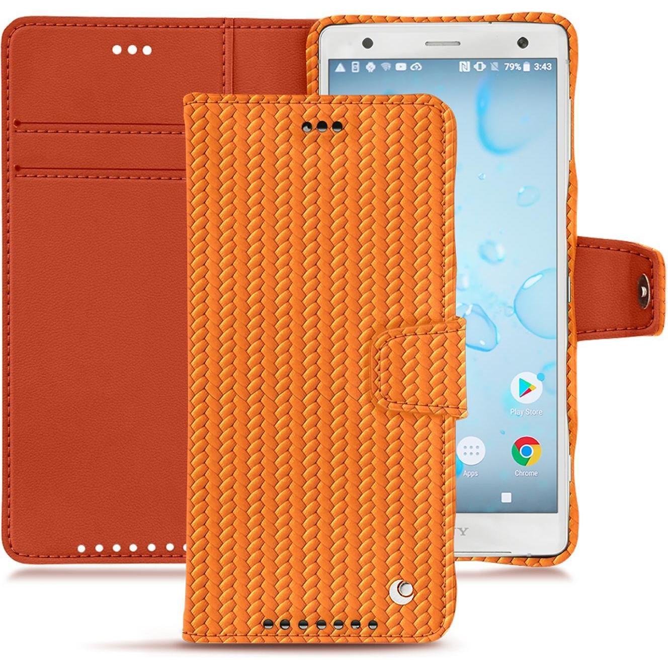 Thumbnail - Noreve Lederschutzhülle Wallet (Sony Xperia XZ2), Smartphone Hülle, Orange