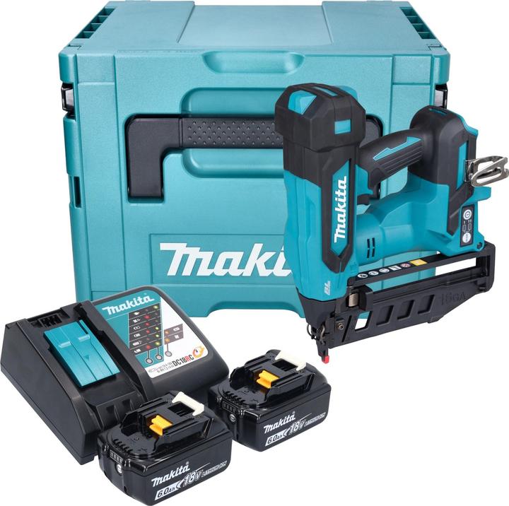 Makita DBN 601 RGJ Akku Nagler 18 V 19 - 64 mm Brushless + 2x Akku 6,0 Ah + Ladegerät + Makpac