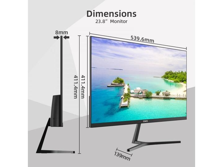 Actual product image CHiQ 24-inch monitor, Full HD (1920x1080), ultradunne monitor, 3-zijdig randloos, IPS, 100% sRGB, pc-sche (1920 x 1080 pixels, 24")
