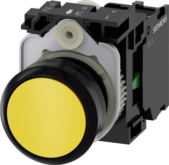 Actual product image Siemens Pushbutton 22mm round plastic yellow 1NO