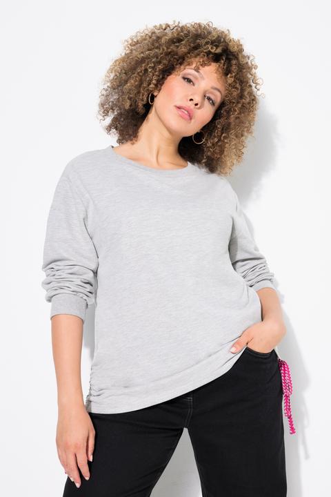 Produktbild Ulla Popken Sweatshirt, seitliche Raffbänder, Rundhals, Langarm (58)