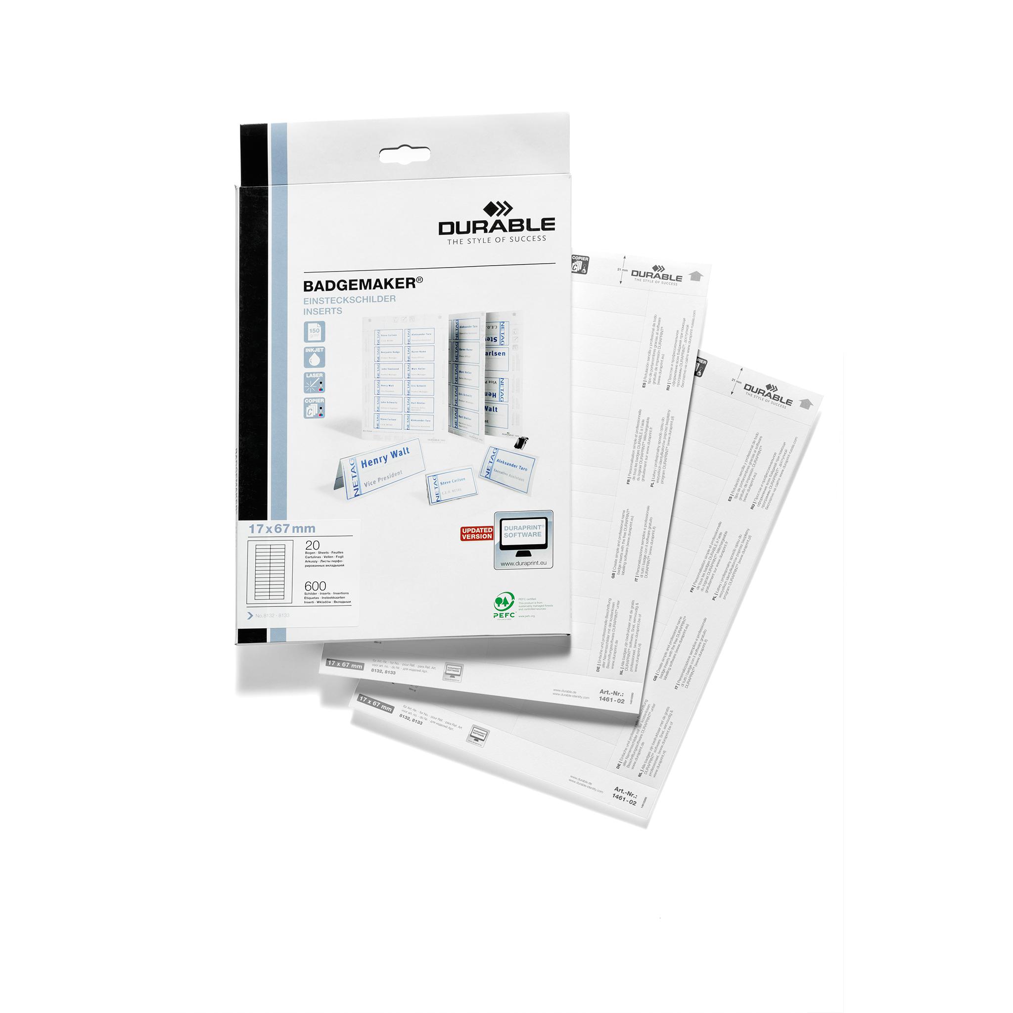 Thumbnail - Durable, Informationsschild, 600 Einsteckschilder für Namensschilder Badgemaker