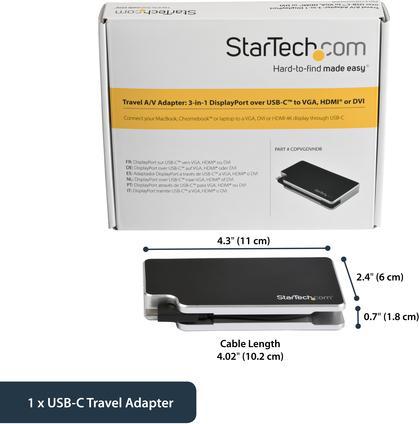 Actual product image StarTech Graphic Adapter USB-C to VGA, DVI, HDMI (DVI, VGA, HDMI, 11 cm)