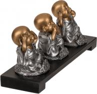 Image du produit Magni Set de figurines de décoration Bouddhas sur banc en bois 3 pièces 20x9cm (20 x 9 cm)
