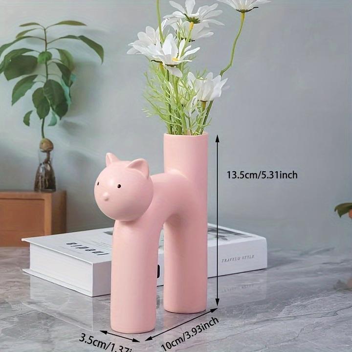 Alopini Miniatur-Katzenvase aus Harz: 13.5cm/5.31inch hoch, 3.5cm/1.37inch Durchmesser, dekorative Kunst