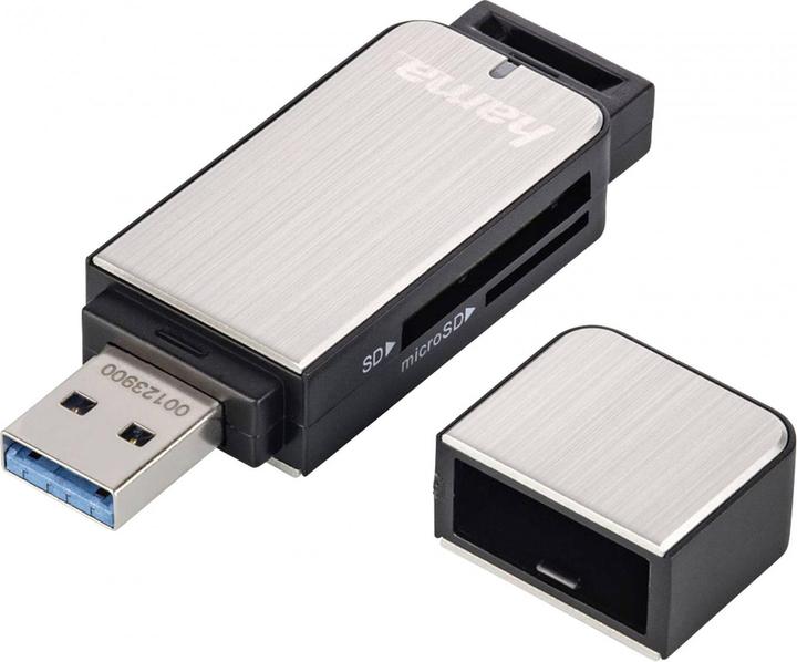 Produktbild Hama USB-3.0-SD-/microSD-Kartenleser, Silber (USB 3.0)