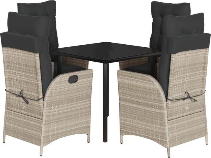 Image du produit vidaXL Meuble de jardin Ensemble de jardin 7pcs gris clair Poly rotin (160 cm)