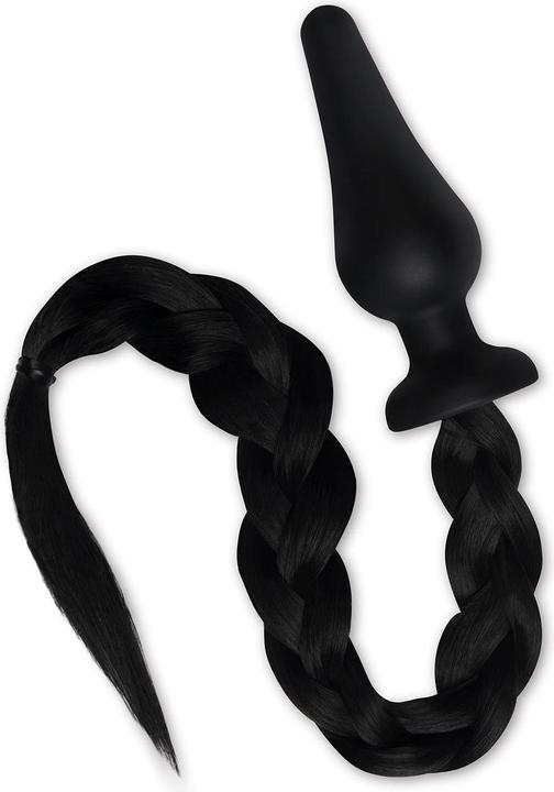 Immagine prodotto Xgen Products Furry Tales - Butt Plug a coda di cavallo in silicone da 4 pollici (treccia nera)