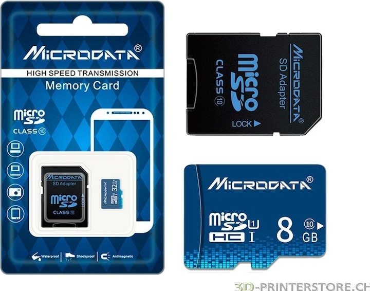 3d-printerstore.ch Microdata Micro SD Card 4GB inkl. Adapter (4 GB, microSD, U1)