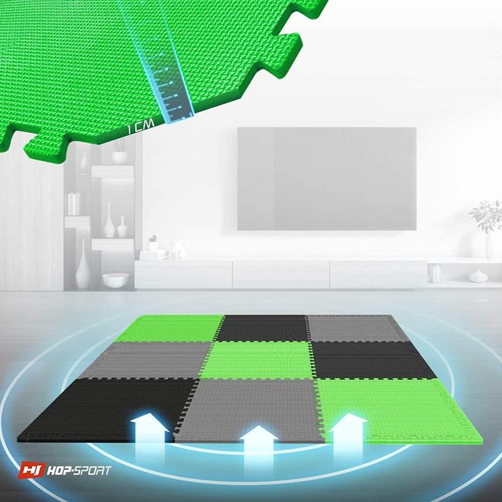 Actual product image Hs Hop-Sport 9er-Set rutschfeste Puzzlematte für Fitnessgeräte-Bodenschutz (1 cm)