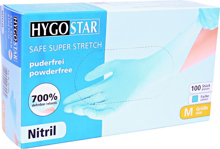 Produktbild Hygostar unisex Einmalhandschuhe SAFE SUPER STRETCH blau Grösse XL 100 St. (XL)