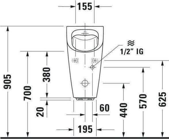 Produktbild Duravit Elektr.-Uri. ME by Starck rim. 0,5 l Ab wa Bat o Fliege HG weiss