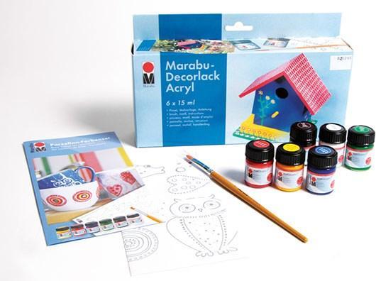 Marabu Acryllack Decorlack, Starter-Set, 6 x 15 ml (90 ml)