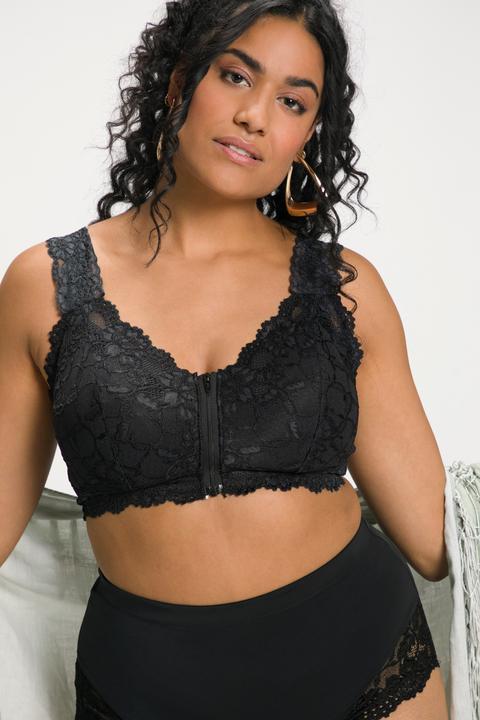 Image du produit Ulla Popken Bralette sans armatures, avec fermeture à glissière et dentelle (90 B)