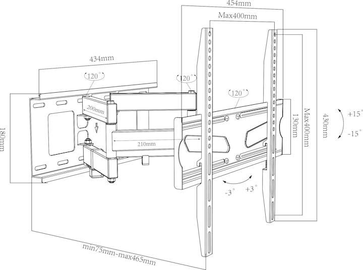 Produktbild VCM B-NS400 (Wand, 55", 25 kg)