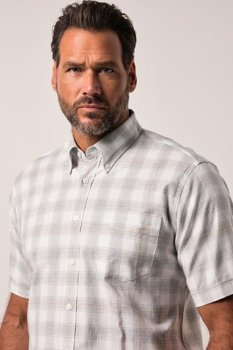 Actual product image JP1880 Karo-Flanellhemd, Halbarm, Buttondown-Kragen, Modern Fit (7XL)