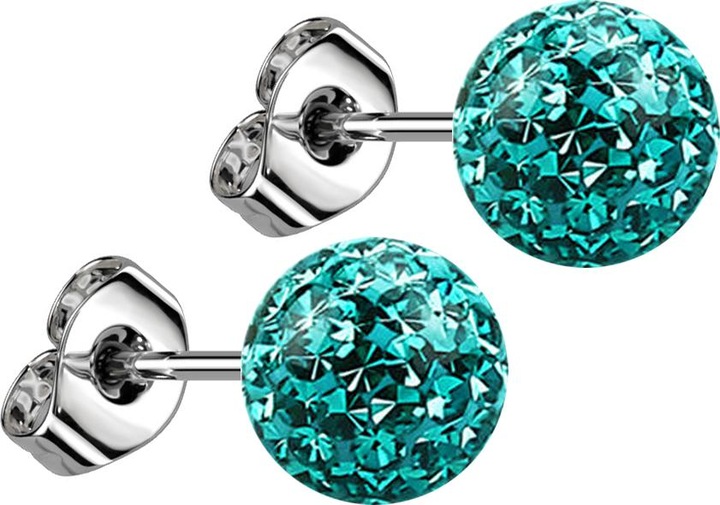 Produktbild Star Piercing Ohrstecker silber mit Kristall Kugel türkis Epoxy Schutzschicht (Chirurgenstahl 316L, ohne Messing)