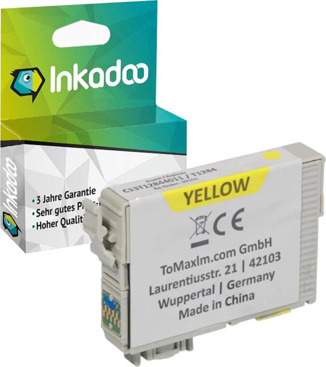 Produktbild Inkadoo Druckerpatronen kompatibel zu Epson C13T12844011 / T1284 XL Tintenpatrone, gelb Gelb (Y)
